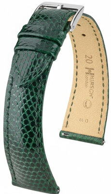 Cinturino in pelle Hirsch London 04266140-2, verde, pelle di lucertola, Quick Release