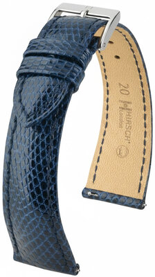 Cinturino in pelle Hirsch London 04266180-2, blu, pelle di lucertola, Quick Release
