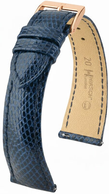 Cinturino in pelle Hirsch London 04266180-7, blu, pelle di lucertola, Quick Release