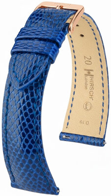 Cinturino in pelle Hirsch London 04266185-7, blu, pelle di lucertola, Quick Release