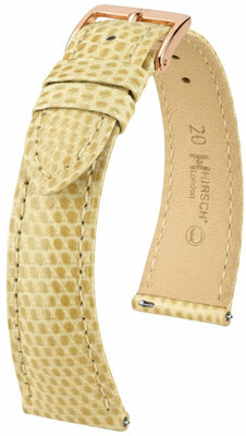 Cinturino in pelle Hirsch London 04266190-7, beige, pelle di lucertola, Quick Release