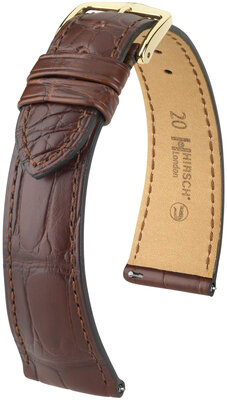 Cinturino in pelle Hirsch London L 04207019NQ-1, marrone, pelle di alligatore, lunghezza L