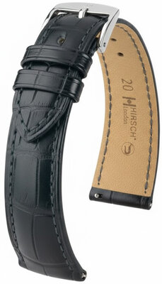Cinturino in pelle Hirsch London L 04207059NQ-2, nero, pelle di alligatore, lunghezza L