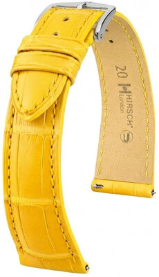 Cinturino in pelle Hirsch London L 04207072-2, giallo, pelle di alligatore, lunghezza L, Quick Release