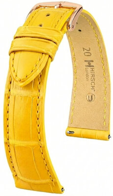 Cinturino in pelle Hirsch London L 04207072-7, giallo, pelle di alligatore, lunghezza L, Quick Release