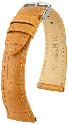 Cinturino in pelle Hirsch London L 04207075-2, marrone, pelle di alligatore, lunghezza L, Quick Release