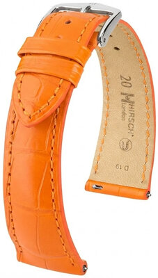 Cinturino in pelle Hirsch London L 04207076-2, arancione, pelle di alligatore, lunghezza L, Quick Release