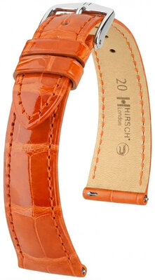Cinturino in pelle Hirsch London L 04207077-2, arancione, pelle di alligatore, lunghezza L, Quick Release