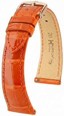 Cinturino in pelle Hirsch London L 04207077-7, arancione, pelle di alligatore, lunghezza L, Quick Release