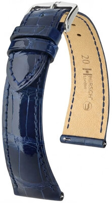 Cinturino in pelle Hirsch London L 04207080-2, blu, pelle di alligatore, lunghezza L, Quick Release