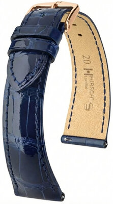Cinturino in pelle Hirsch London L 04207080-7, blu, pelle di alligatore, lunghezza L, Quick Release