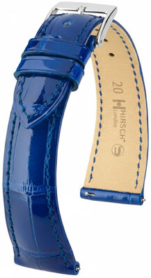 Cinturino in pelle Hirsch London L 04207082-2, blu, pelle di alligatore, lunghezza L, Quick Release