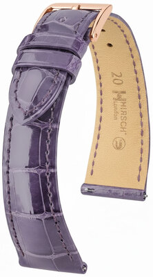 Cinturino in pelle Hirsch London L 04207084-7, viola, pelle di alligatore, lunghezza L, Quick Release