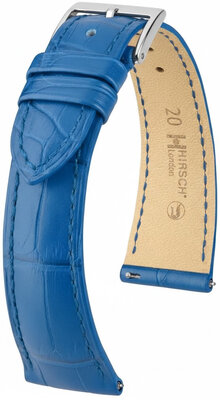 Cinturino in pelle Hirsch London L 04207085-2, blu, pelle di alligatore, lunghezza L, Quick Release
