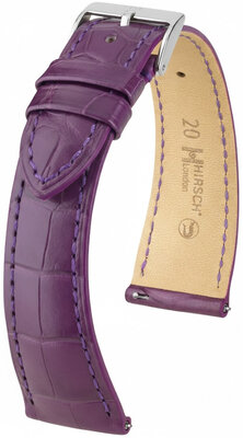 Cinturino in pelle Hirsch London L 04207086-2, viola, pelle di alligatore, lunghezza L, Quick Release