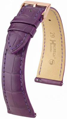 Cinturino in pelle Hirsch London L 04207086-7, viola, pelle di alligatore, lunghezza L, Quick Release