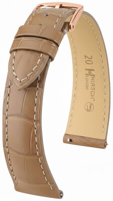 Cinturino in pelle Hirsch London L 04207099-7, beige, pelle di alligatore, lunghezza L, Quick Release