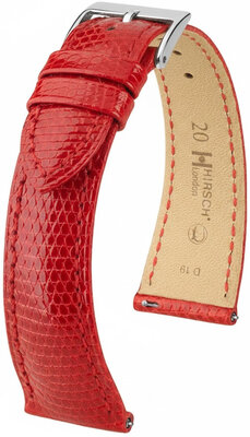 Cinturino in pelle Hirsch London L 04266020-2, rosso, pelle di lucertola, lunghezza L, Quick Release