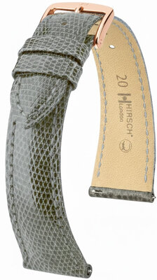 Cinturino in pelle Hirsch London L 04266030-7, grigio, pelle di lucertola, lunghezza L, sgancio rapido