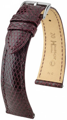 Cinturino in pelle Hirsch London L 04266060-2, rosso, pelle di lucertola, lunghezza L, Quick Release