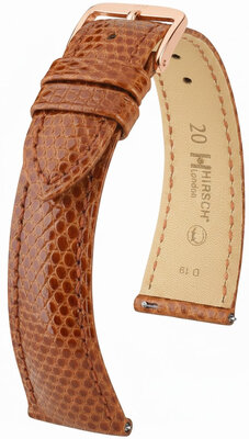 Cinturino in pelle Hirsch London L 04266070-7, marrone, pelle di lucertola, lunghezza L, Quick Release