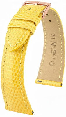 Cinturino in pelle Hirsch London L 04266072-7, giallo, pelle di lucertola, lunghezza L, Quick Release