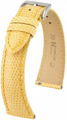 Cinturino in pelle Hirsch London L 04266073-2, giallo, pelle di lucertola, lunghezza L, sgancio rapido
