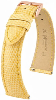 Cinturino in pelle Hirsch London L 04266073-7, giallo, pelle di lucertola, lunghezza L, sgancio rapido