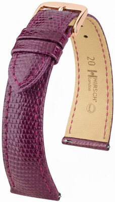 Cinturino in pelle Hirsch London L 04266087-7, viola, pelle di lucertola, lunghezza L, Quick Release