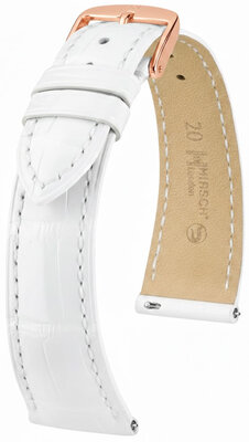 Cinturino in pelle Hirsch London L 04307000-7, bianco, pelle di alligatore, lunghezza L, sgancio rapido