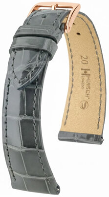 Cinturino in pelle Hirsch London L 04307030-7, grigio, pelle di alligatore, lunghezza L, sgancio rapido