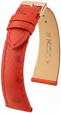 Cinturino in pelle Hirsch Massai Ostrich 04262120-7, rosso, pelle di struzzo, Quick Release