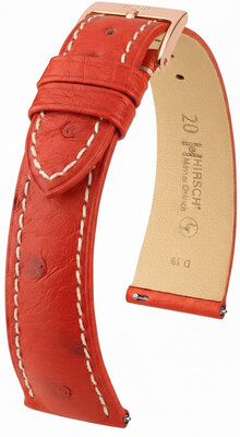 Cinturino in pelle Hirsch Massai Ostrich 04262121-7, rosso, pelle di struzzo, Quick Release