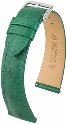Cinturino in pelle Hirsch Massai Ostrich 04262140-2, verde, pelle di struzzo, Quick Release