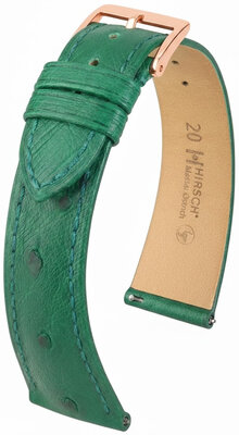 Cinturino in pelle Hirsch Massai Ostrich 04262140-7, verde, pelle di struzzo, Quick Release