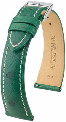Cinturino in pelle Hirsch Massai Ostrich 04262141-2, verde, pelle di struzzo, Quick Release