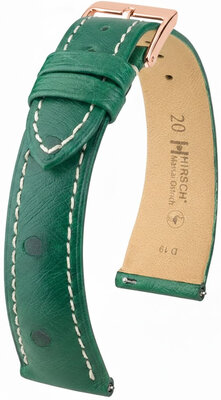 Cinturino in pelle Hirsch Massai Ostrich 04262141-7, verde, pelle di struzzo, Quick Release