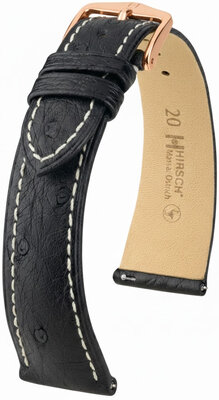 Cinturino in pelle Hirsch Massai Ostrich 04262151-7, nero, pelle di struzzo, Quick Release