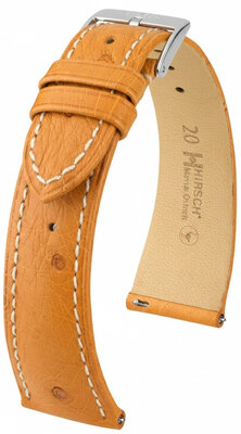Cinturino in pelle Hirsch Massai Ostrich 04262174-2, marrone, pelle di struzzo, Quick Release