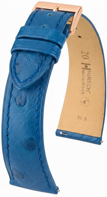 Cinturino in pelle Hirsch Massai Ostrich 04262185-7, blu, pelle di struzzo, Quick Release