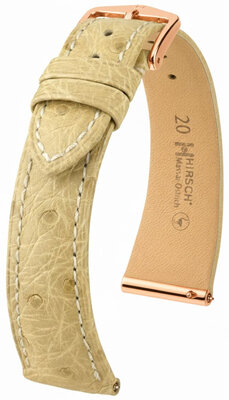 Cinturino in pelle Hirsch Massai Ostrich 04262190-7, beige, pelle di struzzo, Quick Release