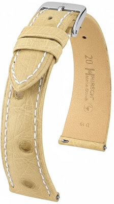 Cinturino in pelle Hirsch Massai Ostrich 04262191-2, beige, pelle di struzzo, Quick Release