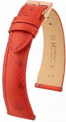 Cinturino in pelle Hirsch Massai Ostrich L 04262020-7, rosso, pelle di struzzo, lunghezza L, Quick Release