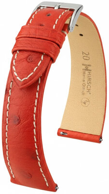 Cinturino in pelle Hirsch Massai Ostrich L 04262021-2, rosso, pelle di struzzo, lunghezza L, Quick Release