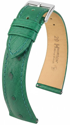 Cinturino in pelle Hirsch Massai Ostrich L 04262040-2, verde, pelle di struzzo, lunghezza L, Quick Release