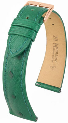 Cinturino in pelle Hirsch Massai Ostrich L 04262040-7, verde, pelle di struzzo, lunghezza L, Quick Release