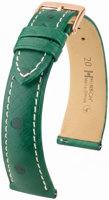 Cinturino in pelle Hirsch Massai Ostrich L 04262041-7, verde, pelle di struzzo, lunghezza L, Quick Release
