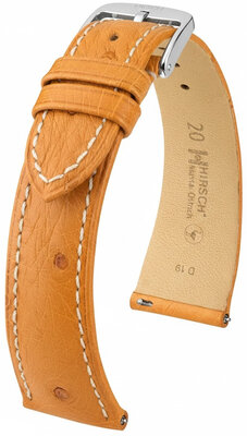 Cinturino in pelle Hirsch Massai Ostrich L 04262074-2, marrone, pelle di struzzo, lunghezza L, Quick Release