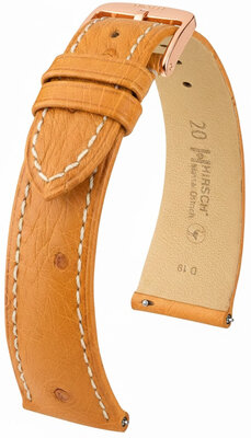 Cinturino in pelle Hirsch Massai Ostrich L 04262074-7, marrone, pelle di struzzo, lunghezza L, Quick Release