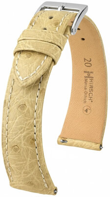 Cinturino in pelle Hirsch Massai Ostrich L 04262090-2, beige, pelle di struzzo, lunghezza L, Quick Release